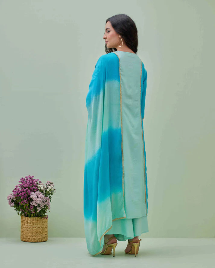 Ocean Breeze Kurta Pant Set with Dupatta