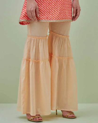 Pink Leheriya Kurta with Sharara Pants