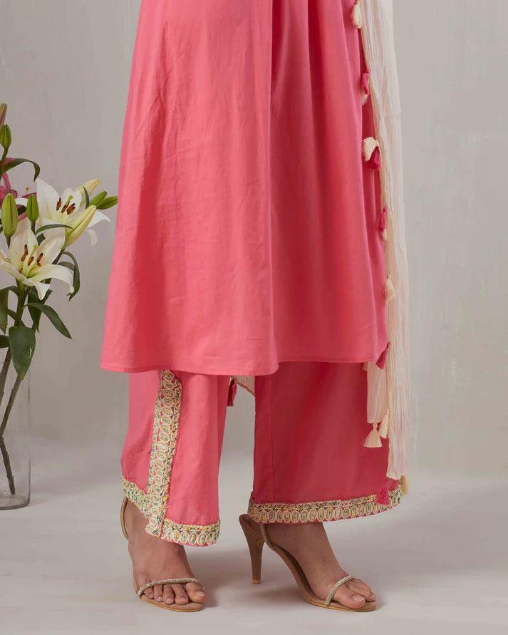 Pink Frolic Embroidered Kurta set