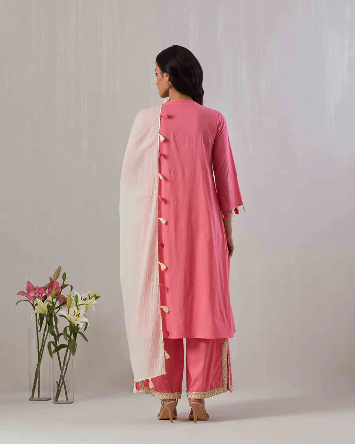 Pink Frolic Embroidered Kurta set