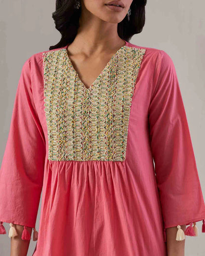 Pink Frolic Embroidered Kurta set