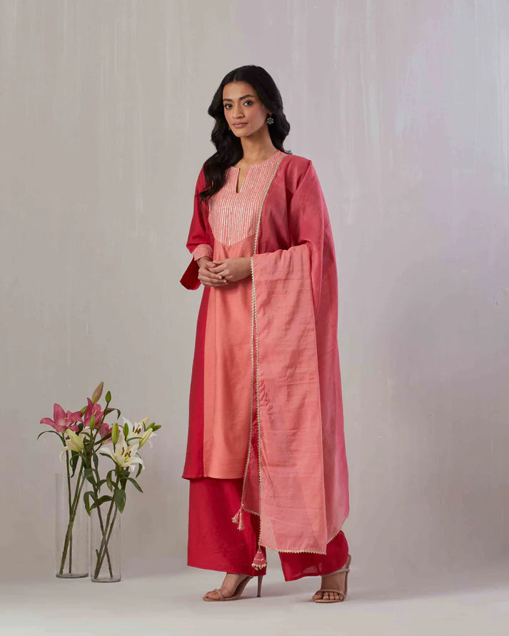 Chanderi Gota Embroidered Kurta set