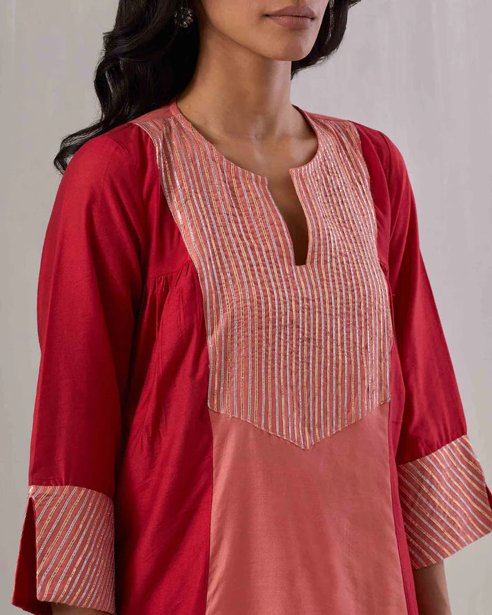 Chanderi Gota Embroidered Kurta set