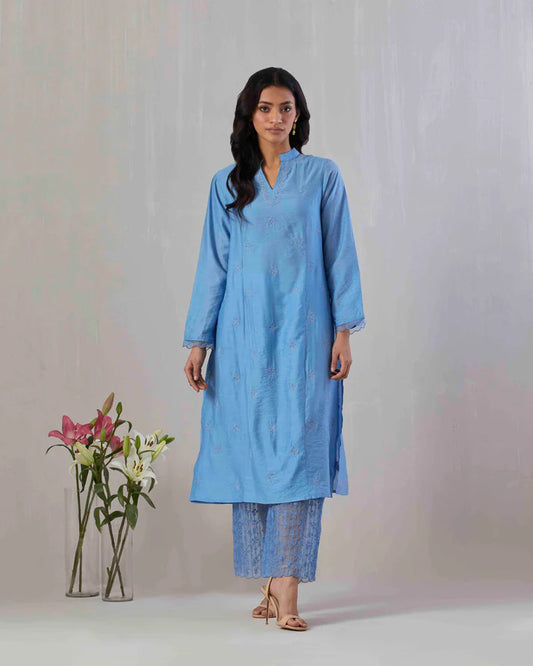 Midnight Blue Embroidered Kurta & Pant set