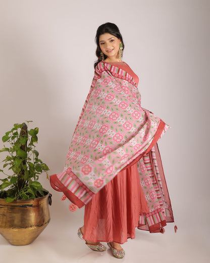 Flora Bloom Kurta, Pant & Dupatta Set.