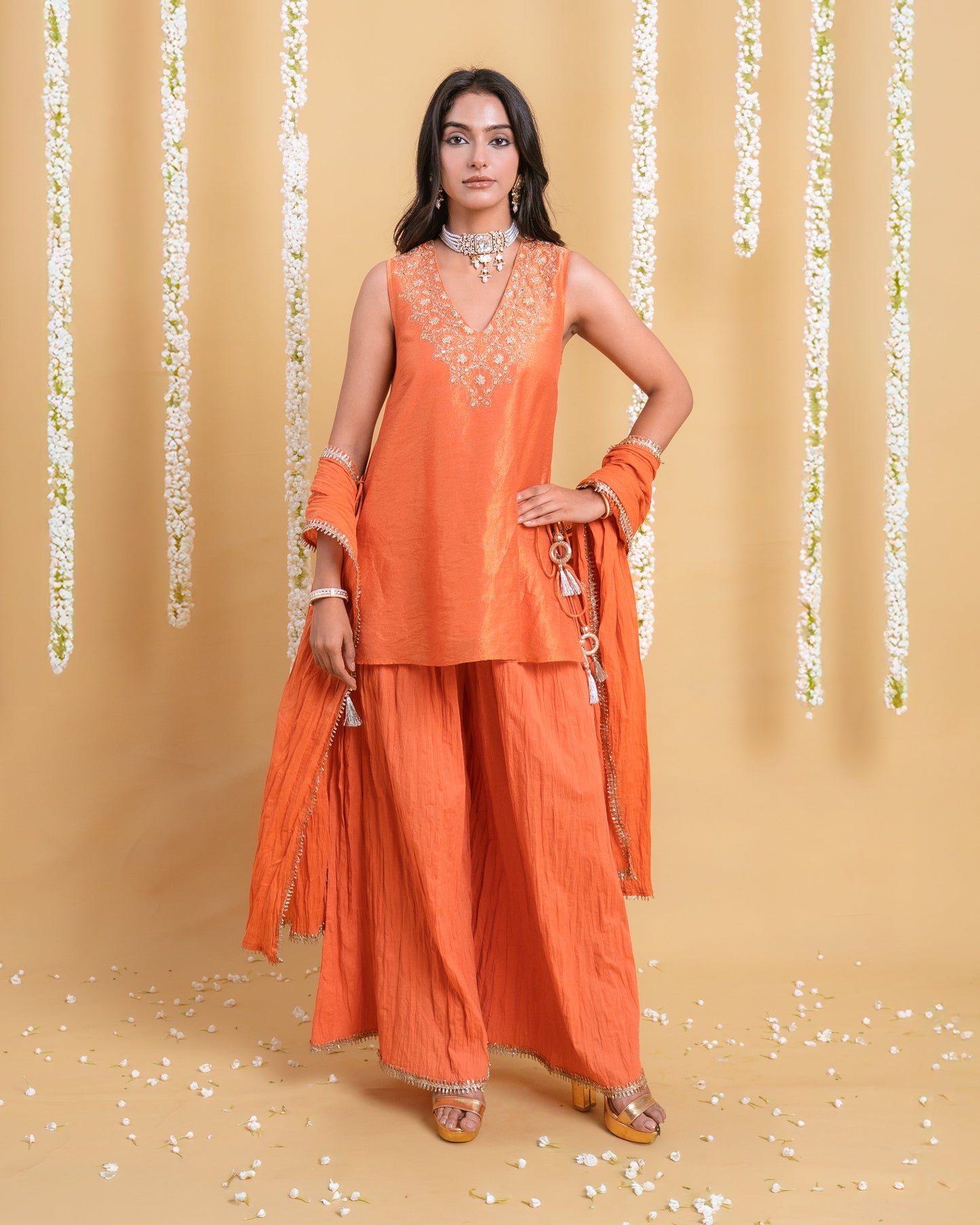 Rust Radiance Sharara Set