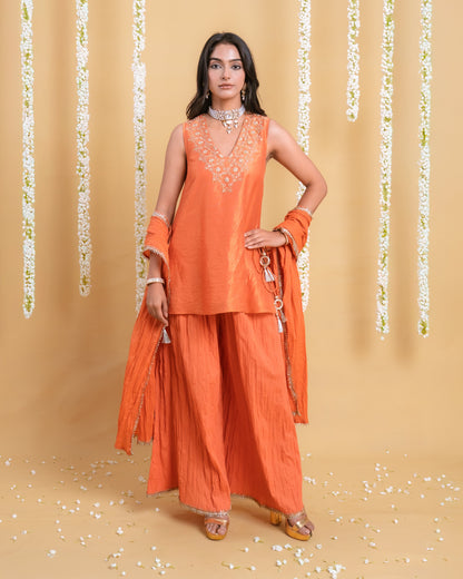 Rust Radiance Sharara Set
