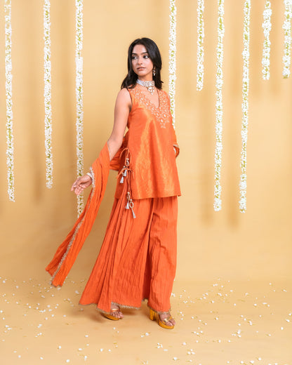 Rust Radiance Sharara Set