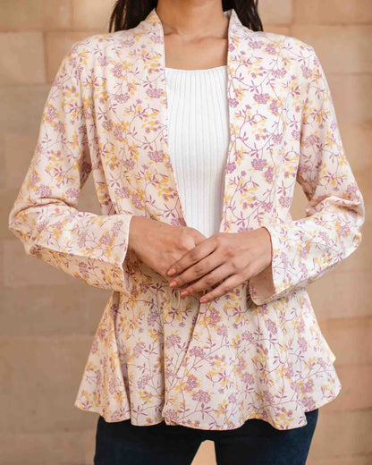 Pink Floral Blazer Jacke