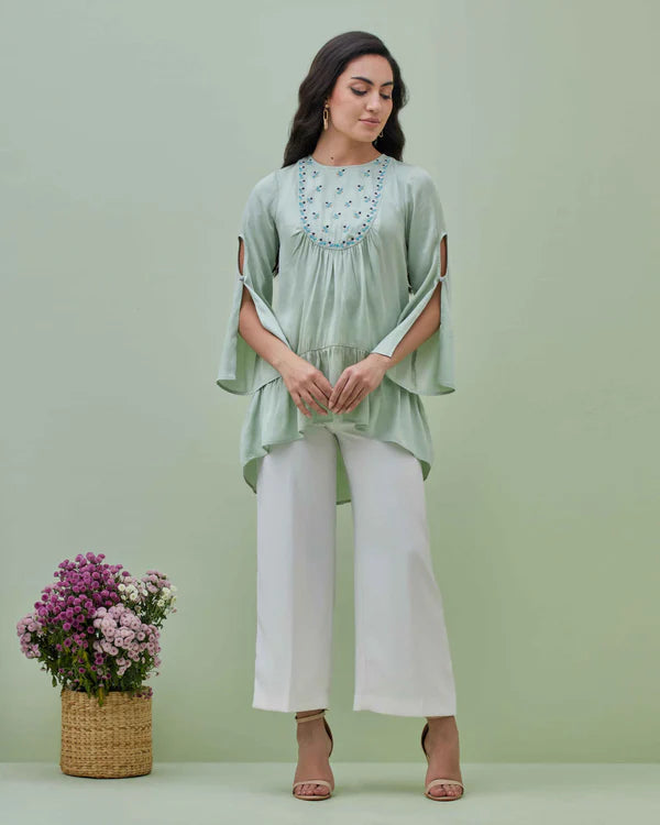 Sea Green Modal Satin Top