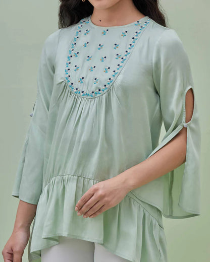 Sea Green Modal Satin Top