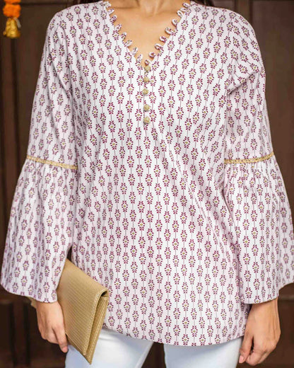 Printed A Line Short Kurta Top