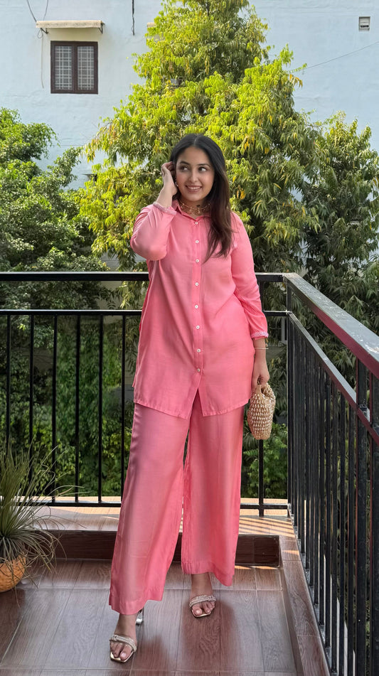 SHREYA SHARMA IN PINK SEQUIN COTTON CO-ORD SET