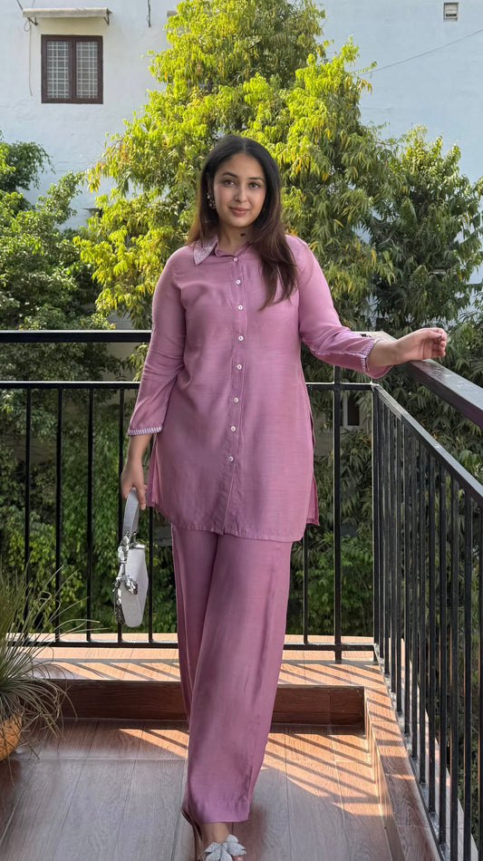 SHREYA SHARMA IN PURPLE SEQUIN COTTON CO-ORD SET