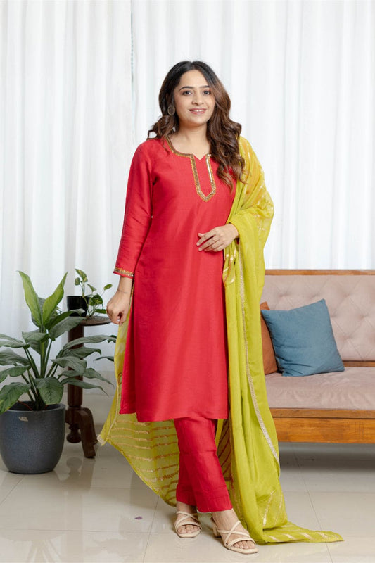 Fuchsia Pink raw Silk Charm Set