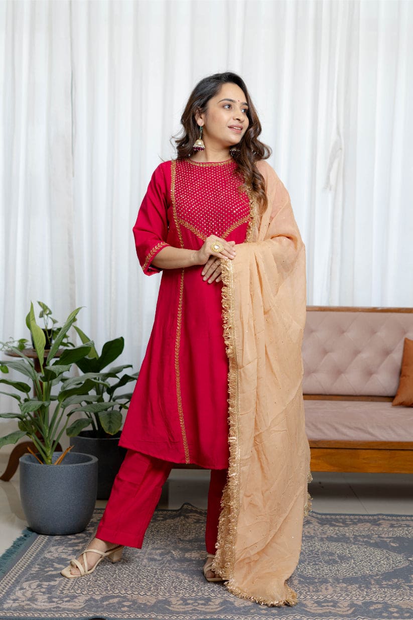 "Riwaayat" - Deep Pink Festive Suit Set