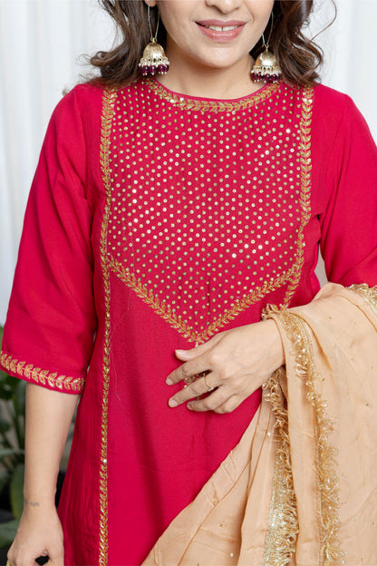 "Riwaayat" - Deep Pink Festive Suit Set