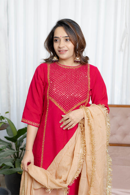"Riwaayat" - Deep Pink Festive Suit Set