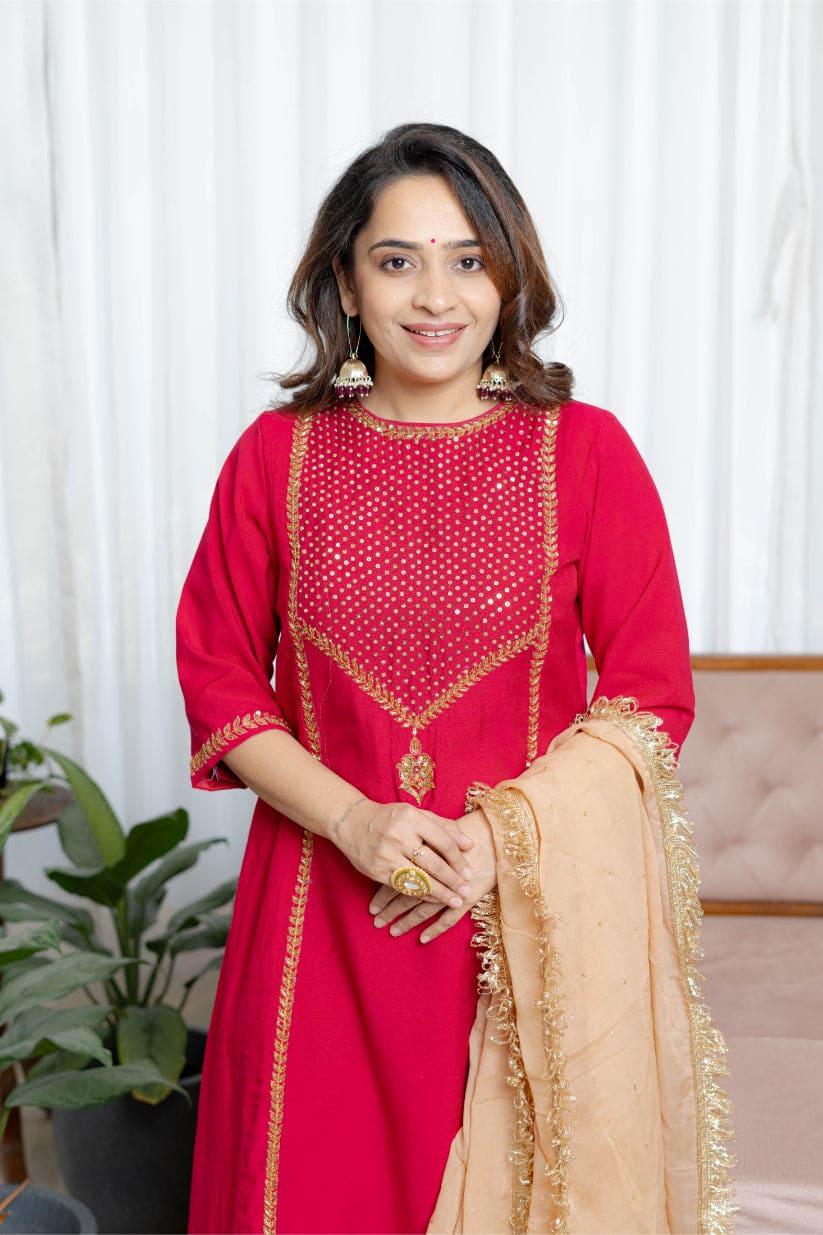 "Riwaayat" - Deep Pink Festive Suit Set