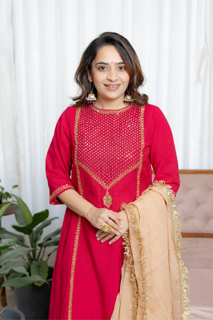 "Riwaayat" - Deep Pink Festive Suit Set