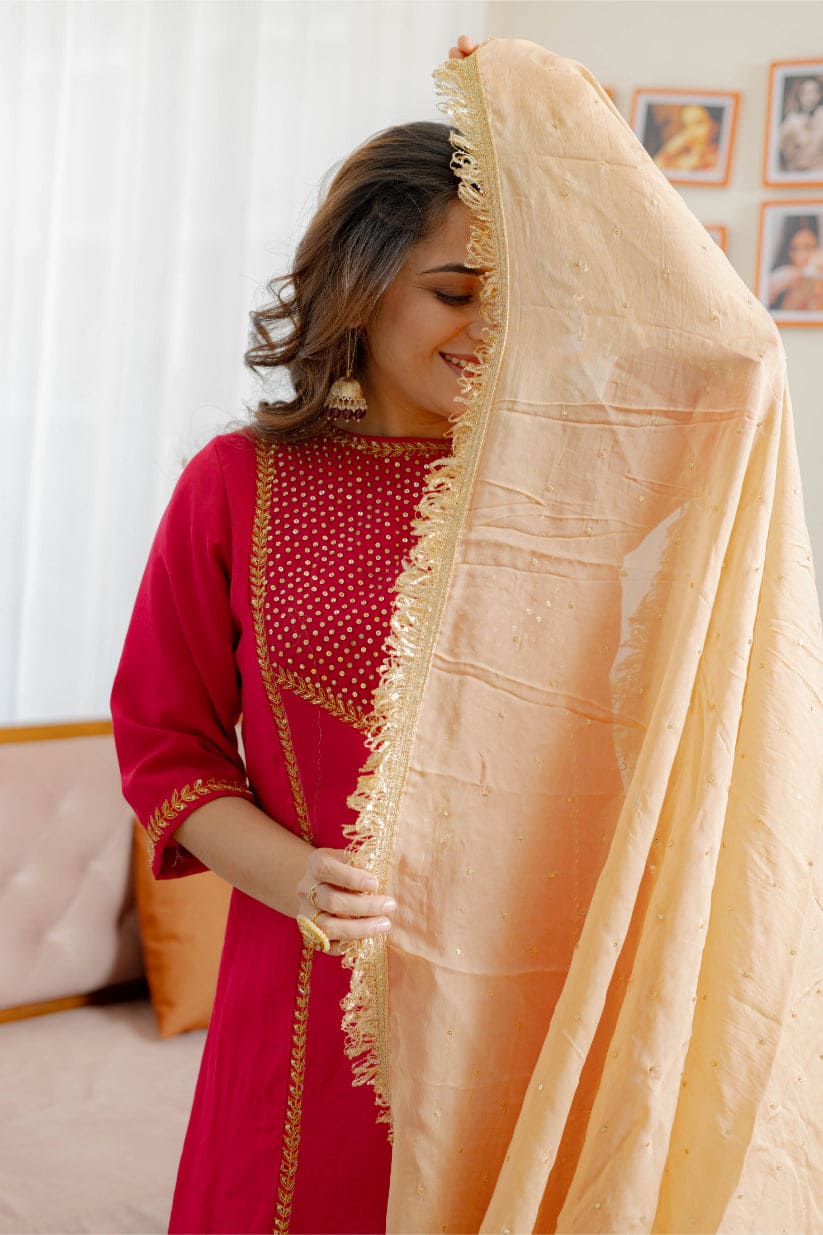 "Riwaayat" - Deep Pink Festive Suit Set