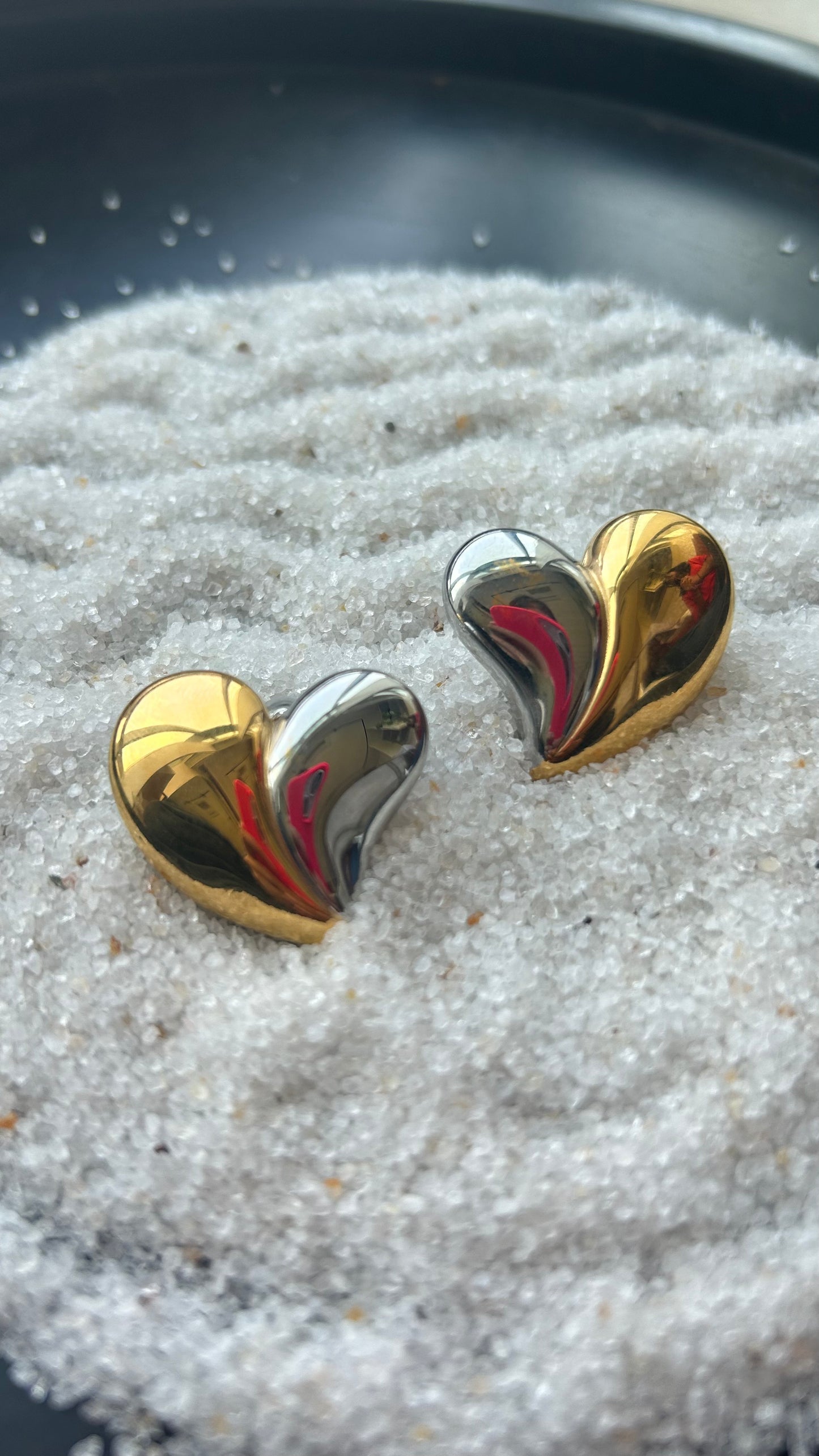 Silver Gold Heart Earrings