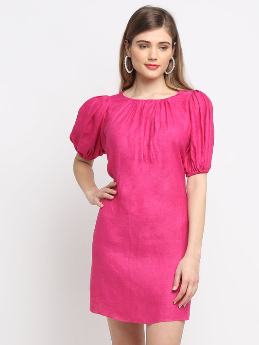Pink Tie-Up Hemp Dress