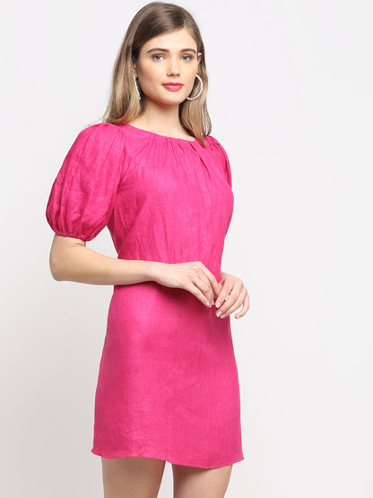 Pink Tie-Up Hemp Dress