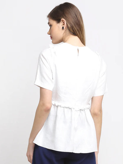 White Ruffle Top