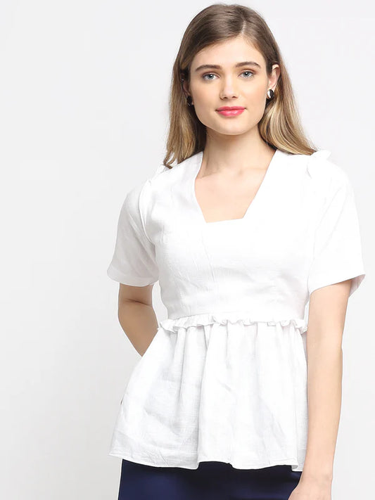 White Ruffle Top