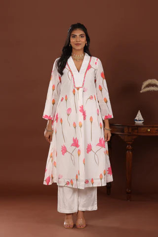 Lotus print chanderi Kurta