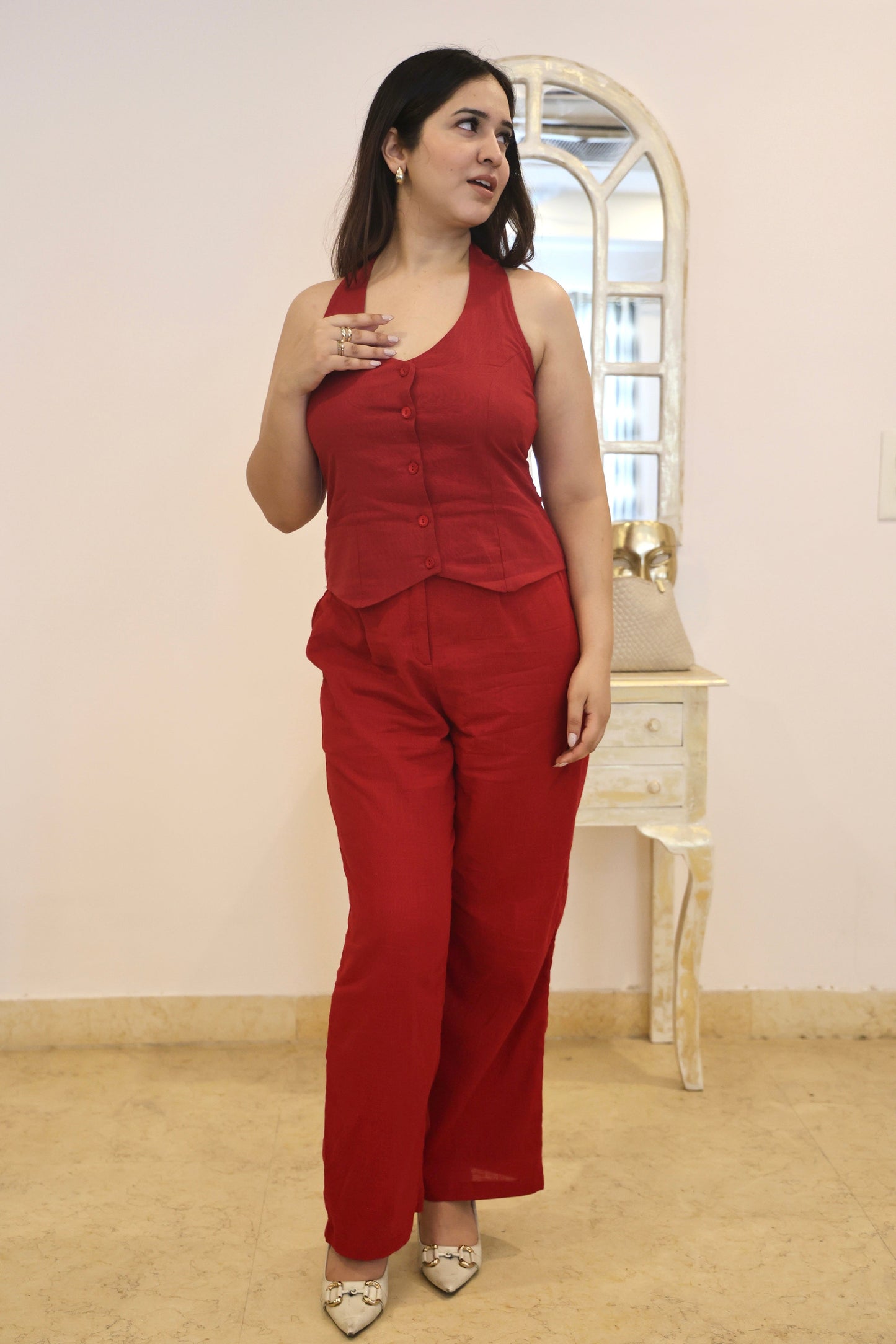 BACKLESS LINEN COORD SET