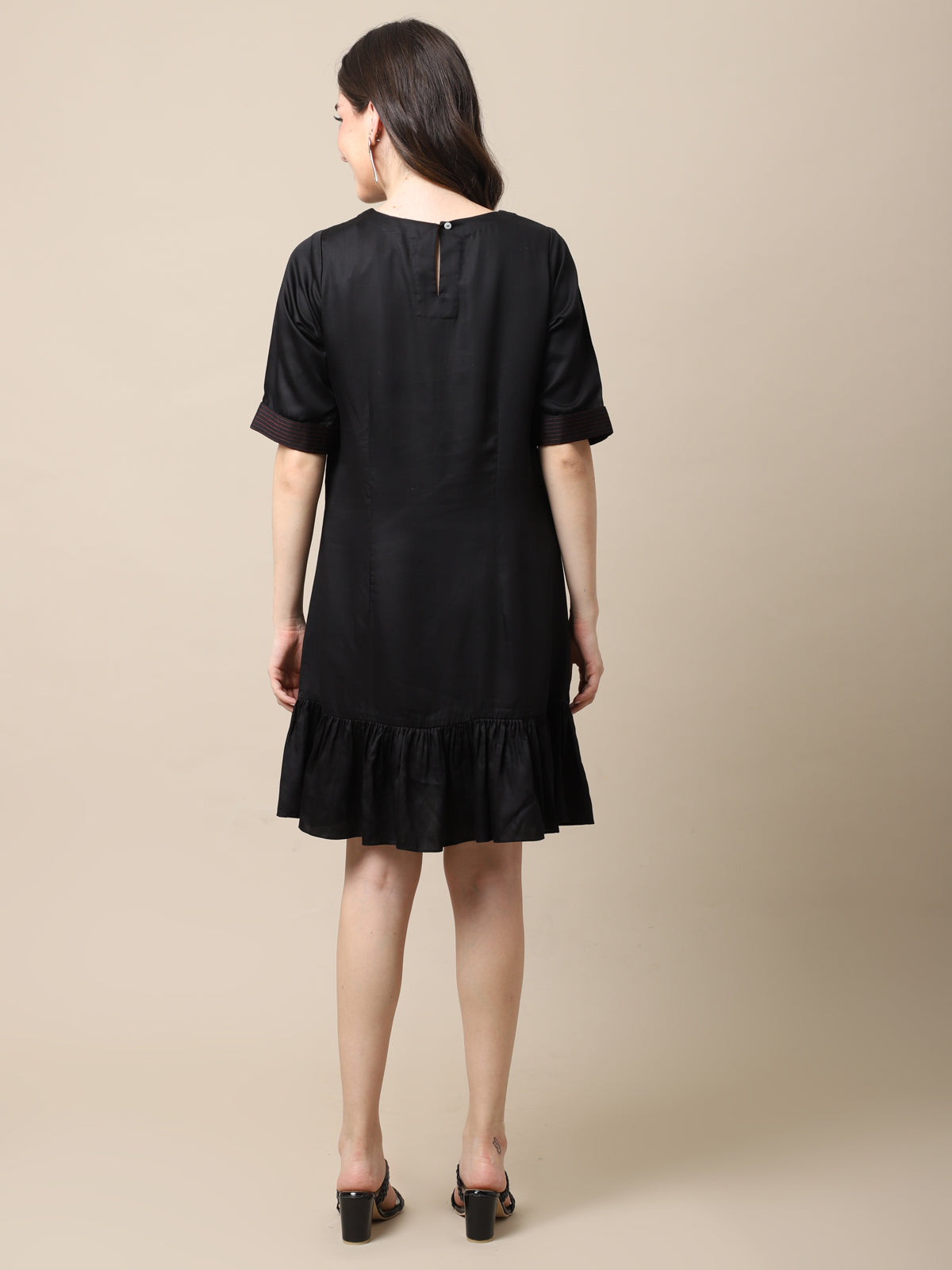 Black Tencel A-line dress