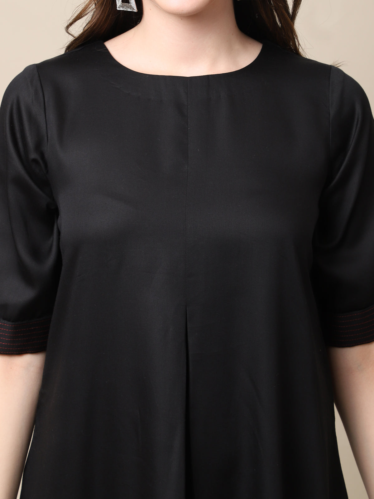 Black Tencel A-line dress