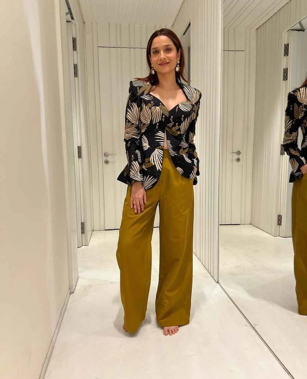 BLACK ABSTRACT COAT AND PANT SET (SET OF 2)