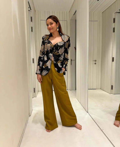 BLACK ABSTRACT COAT AND PANT SET (SET OF 2)