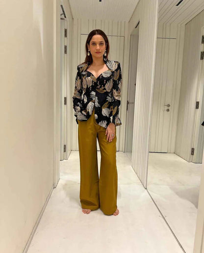 BLACK ABSTRACT COAT AND PANT SET (SET OF 2)