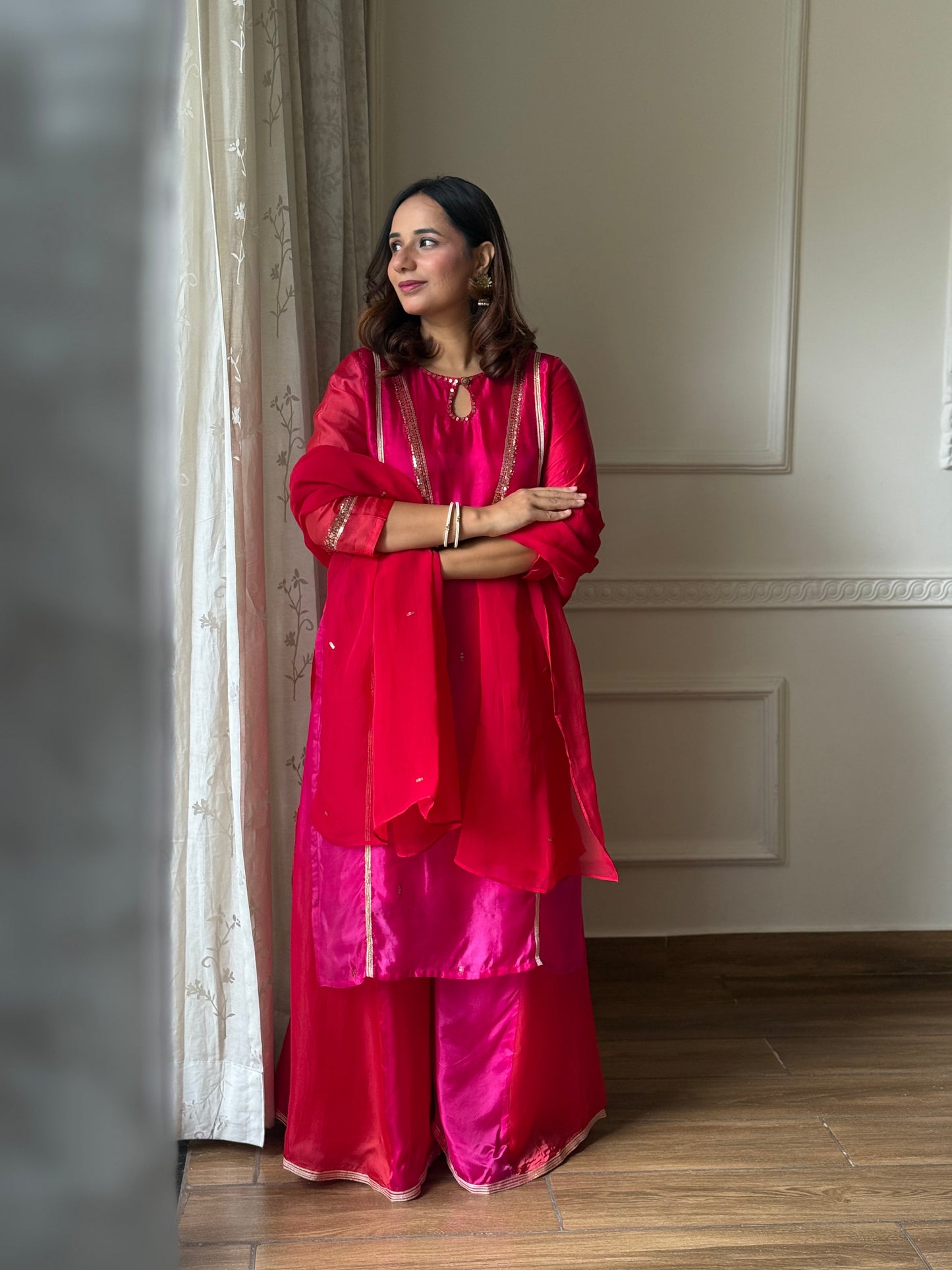 DEEPIKA KEWALRAMANI IN ORGANZA SILK FESTIVE KURTA SET