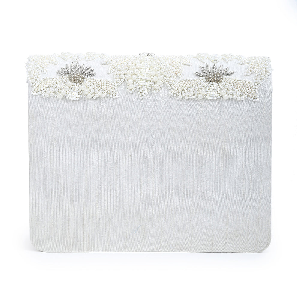 Pearl floral clutch