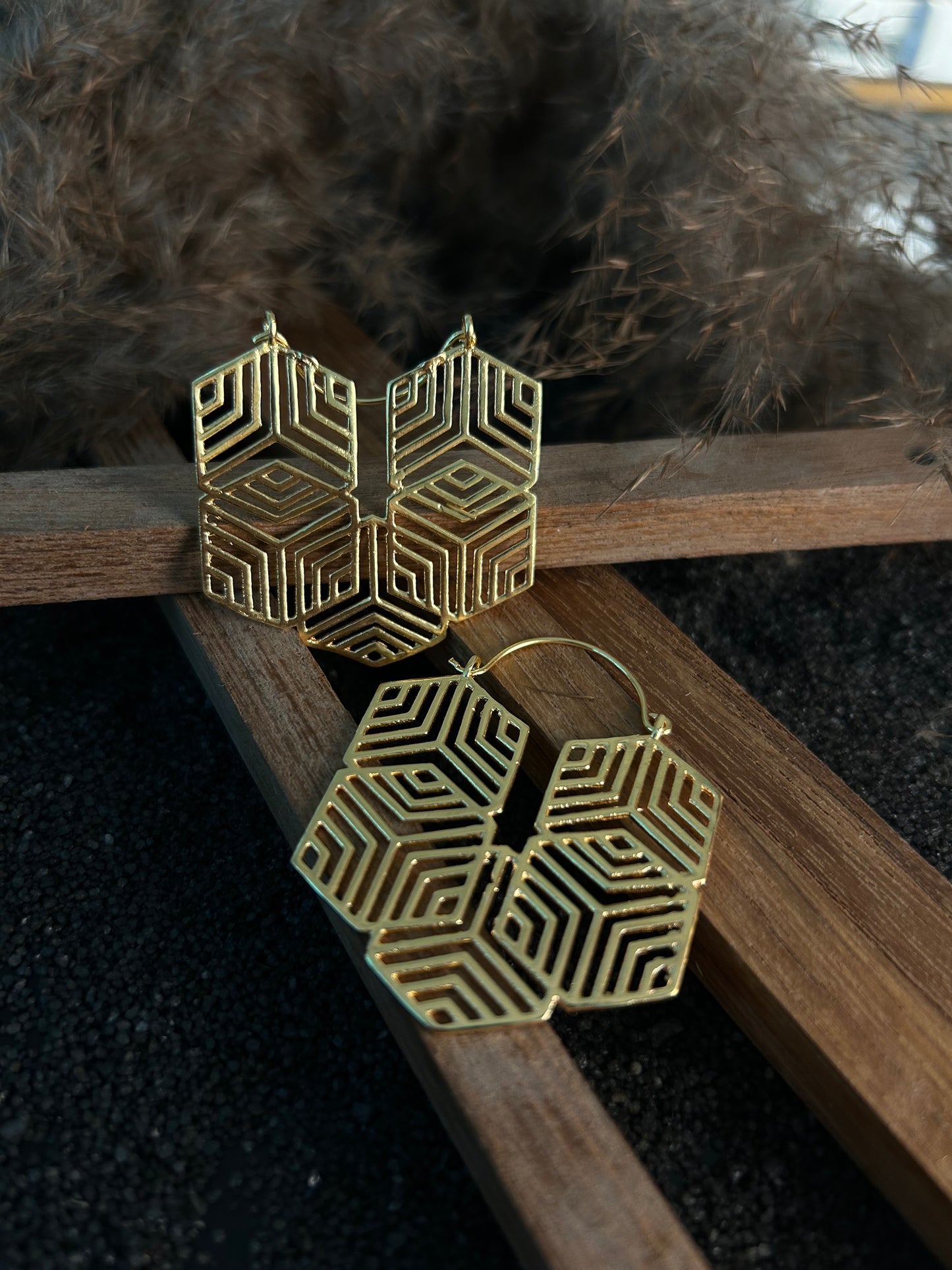 Mandala hex hoops