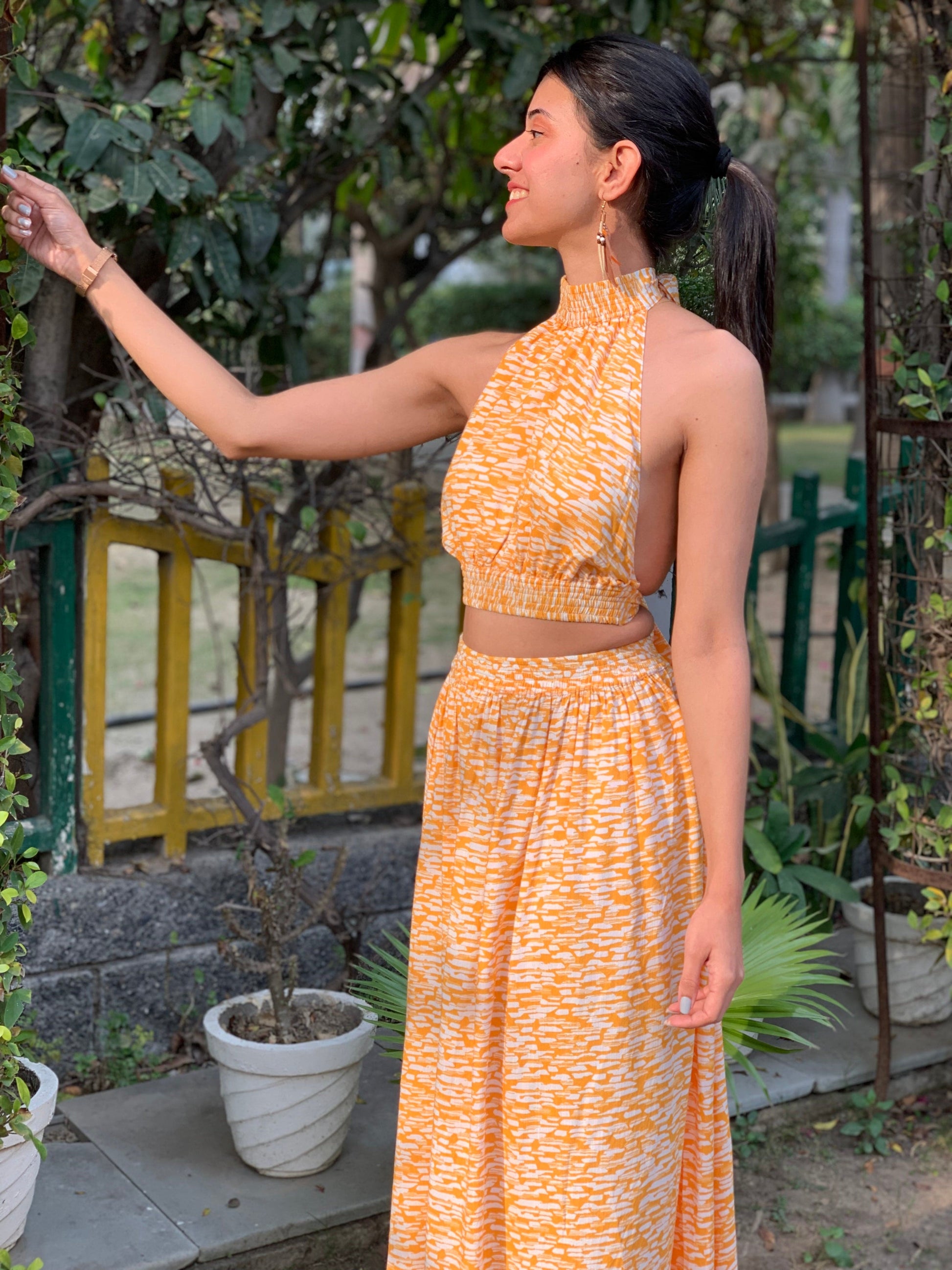 Palm Paradise Petals dress worn by model for sunscape