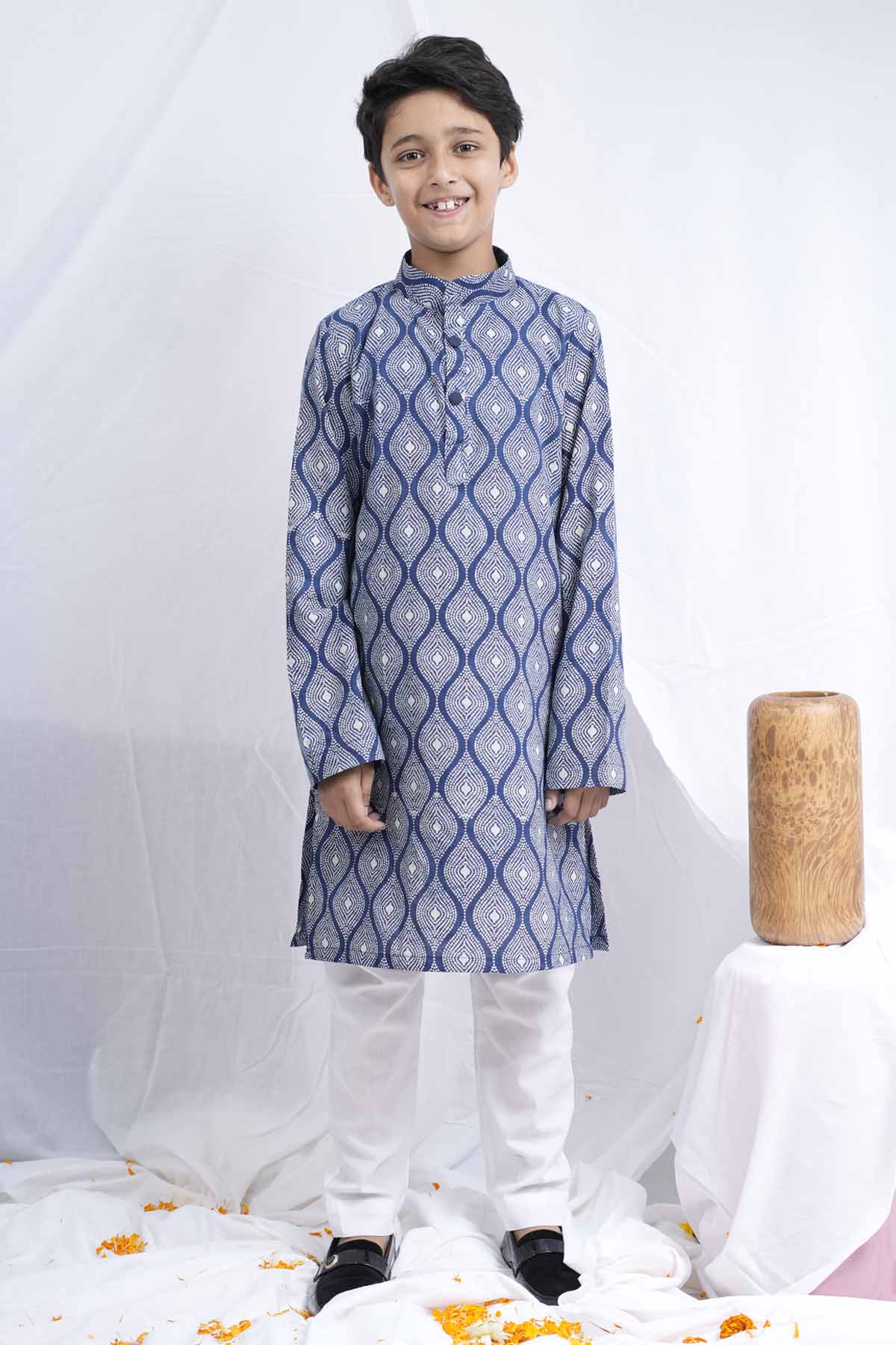 Indigo Handblock Print Kurta Set