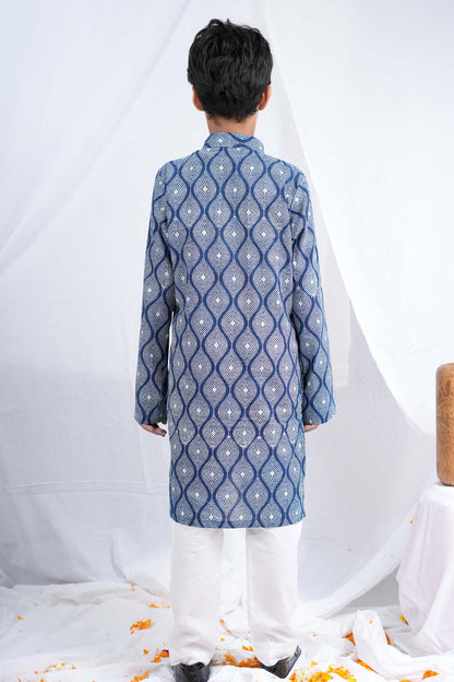 Indigo Handblock Print Kurta Set