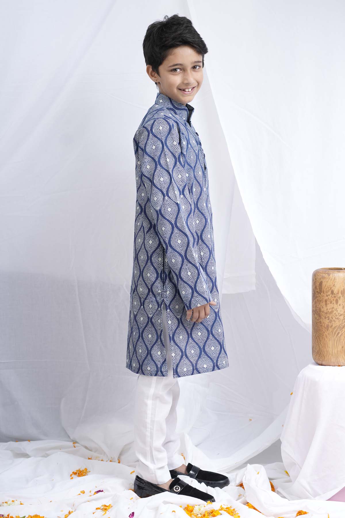 Indigo Handblock Print Kurta Set