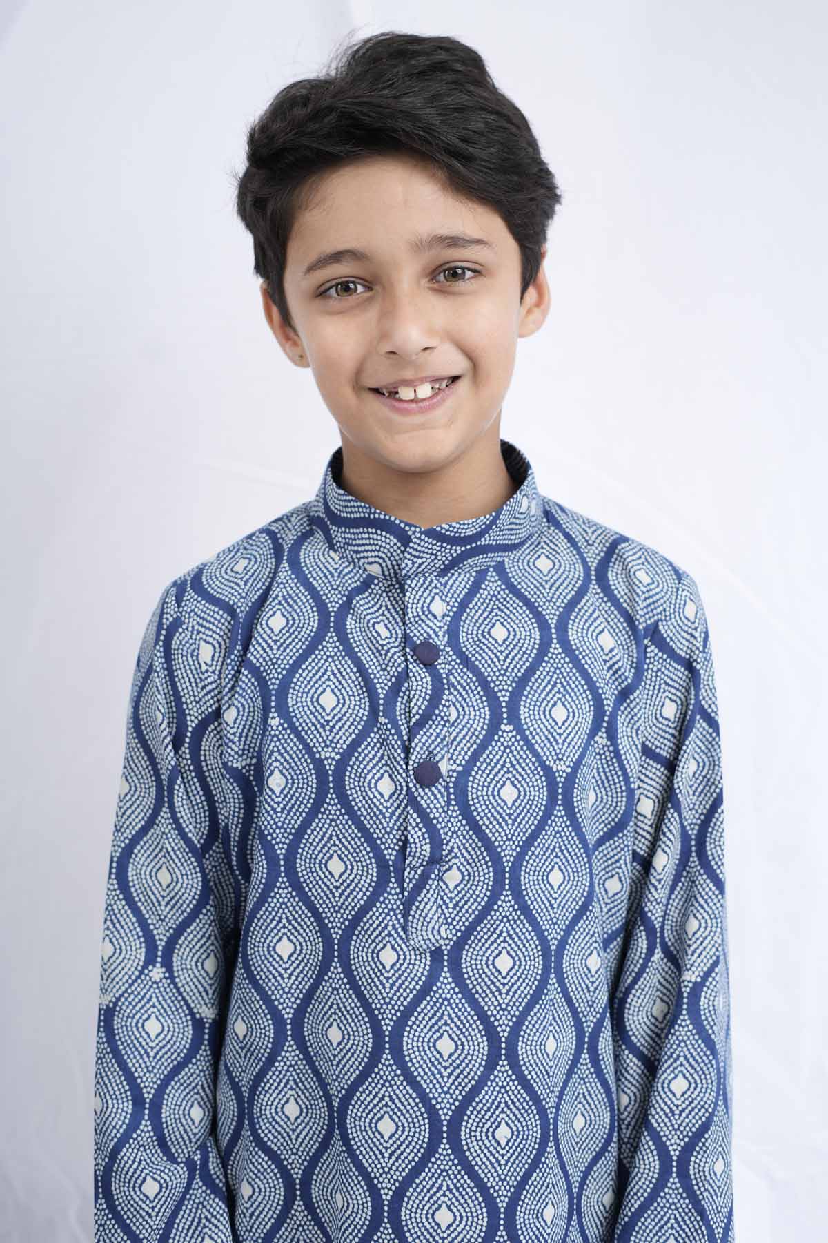 Indigo Handblock Print Kurta Set