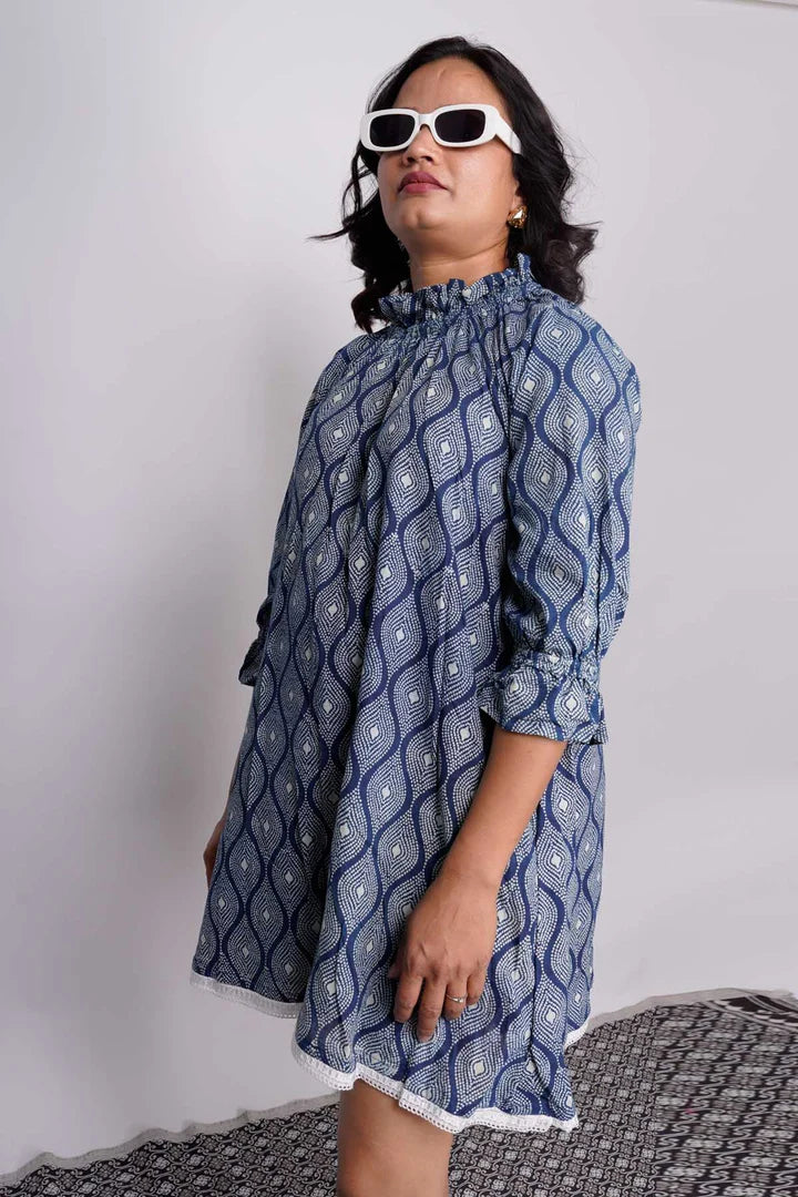 Indigo Handblock Printed Dress