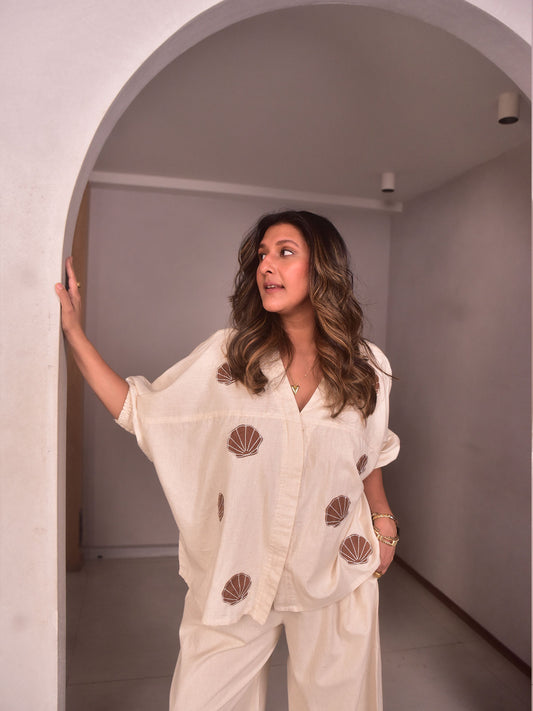 Isla Shirt - Beige Applique