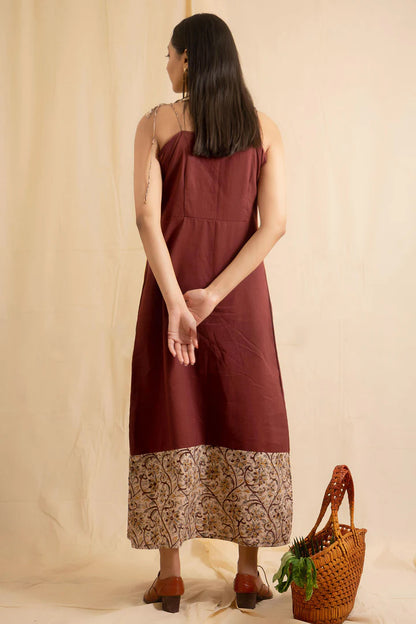 Maroon A-Line Printed Dress