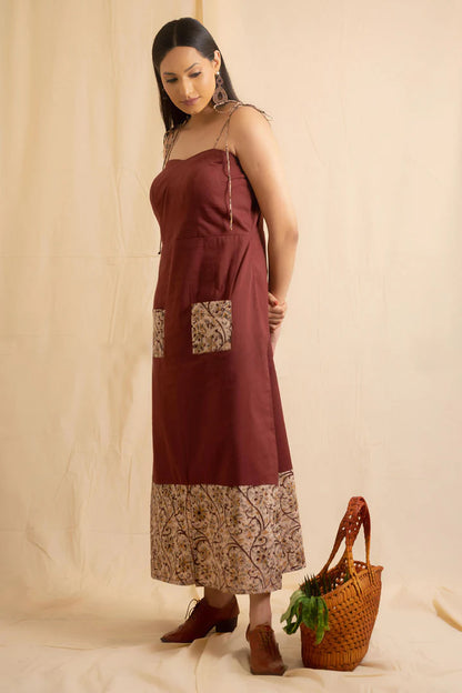 Maroon A-Line Printed Dress