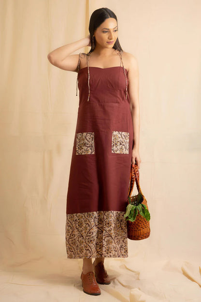 Maroon A-Line Printed Dress